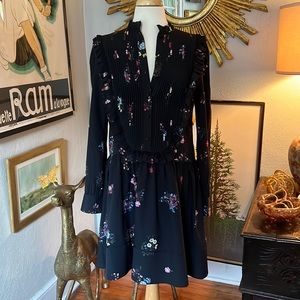 Erdem and H&M us 10 eur 40 black floral bib front tuxedo ruffle dress